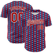 Load image into Gallery viewer, Custom Royal Red-White 3D American Flag Stars Authentic Baseball Jersey