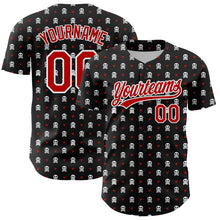 Load image into Gallery viewer, Custom Black Red-White 3D Gothic Style Skull Authentic Baseball Jersey