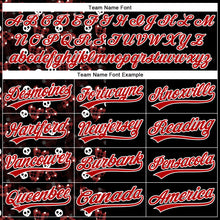 Laden Sie das Bild in den Galerie-Viewer, Custom Black Red-White 3D Gothic Style Skull Authentic Baseball Jersey