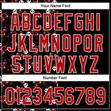 Laden Sie das Bild in den Galerie-Viewer, Custom Black Red-White 3D Gothic Style Skull Authentic Baseball Jersey