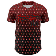 Laden Sie das Bild in den Galerie-Viewer, Custom Red Black 3D Pattern Design Gothic Style Devil Authentic Baseball Jersey