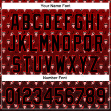 Laden Sie das Bild in den Galerie-Viewer, Custom Red Black 3D Pattern Design Gothic Style Devil Authentic Baseball Jersey