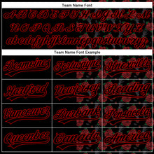Load image into Gallery viewer, Custom Black Red 3D Pattern Design Gothic Style Rose Authentic Baseball Jersey