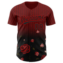 Загрузить изображение в средство просмотра галереи, Custom Crimson Black-Red 3D Pattern Design Gothic Style Rose Authentic Baseball Jersey