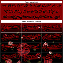 Загрузить изображение в средство просмотра галереи, Custom Crimson Black-Red 3D Pattern Design Gothic Style Rose Authentic Baseball Jersey