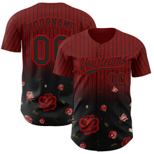 Загрузить изображение в средство просмотра галереи, Custom Crimson Black-Red 3D Pattern Design Gothic Style Rose Authentic Baseball Jersey