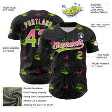 Load image into Gallery viewer, Custom Black Pink-Neon Green 3D Gothic Style Fluorescence Skull Authentic Baseball Jersey