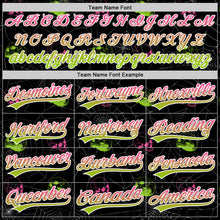 Load image into Gallery viewer, Custom Black Pink-Neon Green 3D Gothic Style Fluorescence Skull Authentic Baseball Jersey