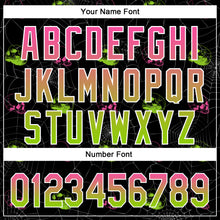 Load image into Gallery viewer, Custom Black Pink-Neon Green 3D Gothic Style Fluorescence Skull Authentic Baseball Jersey