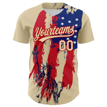 Load image into Gallery viewer, Custom Cream Red-Royal 3D Pattern Design American Spirit American Eagle And Stars Authentic Baseball Jersey