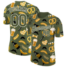 Laden Sie das Bild in den Galerie-Viewer, Custom Olive White 3D Pattern Design Oktoberfest Beer Festival Performance T-Shirt