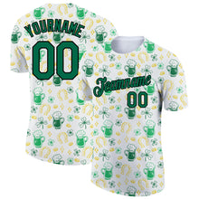 Load image into Gallery viewer, Custom White Kelly Green-Black 3D Pattern Design Beer And St.Patrick's Day Performance T-Shirt