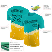 Загрузить изображение в средство просмотра галереи, Custom Aqua Yellow-Black 3D Pattern Design Beer Performance T-Shirt