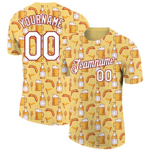 Load image into Gallery viewer, Custom Yellow White-Crimson 3D Pattern Design Oktoberfest Beer Festival Performance T-Shirt