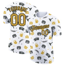 Load image into Gallery viewer, Custom White Old Gold-Black 3D Pattern Design Beer Oktoberfest Performance T-Shirt
