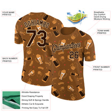 Загрузить изображение в средство просмотра галереи, Custom Brown City Cream 3D Pattern Design Oktoberfest Beer Festival Performance T-Shirt