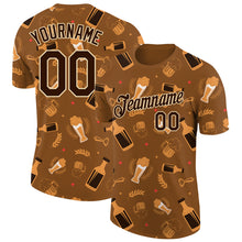 Загрузить изображение в средство просмотра галереи, Custom Brown City Cream 3D Pattern Design Oktoberfest Beer Festival Performance T-Shirt