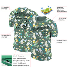 Laden Sie das Bild in den Galerie-Viewer, Custom Olive Black 3D Pattern Design Summer Cold Drink Performance T-Shirt