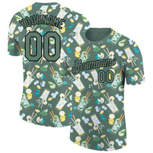 Laden Sie das Bild in den Galerie-Viewer, Custom Olive Black 3D Pattern Design Summer Cold Drink Performance T-Shirt