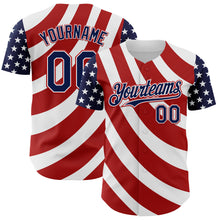 Загрузить изображение в средство просмотра галереи, Custom White Navy-Red 3D American Flag Authentic Baseball Jersey