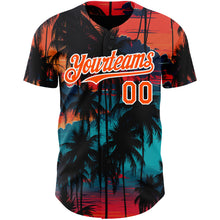 Загрузить изображение в средство просмотра галереи, Custom Black Orange-White 3D Pattern Design Tropical Hawaii Palms Trees Authentic Baseball Jersey