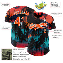Загрузить изображение в средство просмотра галереи, Custom Black Orange-White 3D Pattern Design Tropical Hawaii Palms Trees Authentic Baseball Jersey