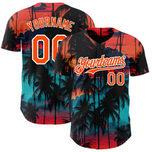 Загрузить изображение в средство просмотра галереи, Custom Black Orange-White 3D Pattern Design Tropical Hawaii Palms Trees Authentic Baseball Jersey