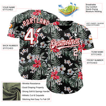 Загрузить изображение в средство просмотра галереи, Custom Black White-Red 3D Pattern Design Tropical Hawaii Plant Authentic Baseball Jersey