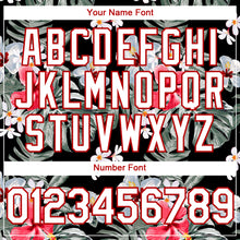 Загрузить изображение в средство просмотра галереи, Custom Black White-Red 3D Pattern Design Tropical Hawaii Plant Authentic Baseball Jersey