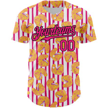 Загрузить изображение в средство просмотра галереи, Custom White Hot Pink-Black 3D Pattern Design Tropical Anthurium Flower Authentic Baseball Jersey