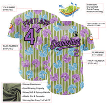 Загрузить изображение в средство просмотра галереи, Custom Olive Medium Purple-Black 3D Pattern Design Tropical Anthurium Flower Authentic Baseball Jersey