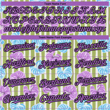 Загрузить изображение в средство просмотра галереи, Custom Olive Medium Purple-Black 3D Pattern Design Tropical Anthurium Flower Authentic Baseball Jersey