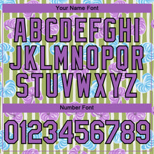 Загрузить изображение в средство просмотра галереи, Custom Olive Medium Purple-Black 3D Pattern Design Tropical Anthurium Flower Authentic Baseball Jersey