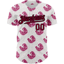 Загрузить изображение в средство просмотра галереи, Custom White Maroon-Black 3D Pattern Design Tropical Anthurium Flower Authentic Baseball Jersey