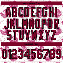 Загрузить изображение в средство просмотра галереи, Custom White Maroon-Black 3D Pattern Design Tropical Anthurium Flower Authentic Baseball Jersey