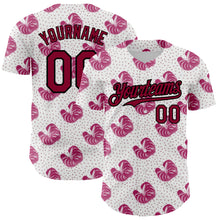 Загрузить изображение в средство просмотра галереи, Custom White Maroon-Black 3D Pattern Design Tropical Anthurium Flower Authentic Baseball Jersey