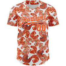 Загрузить изображение в средство просмотра галереи, Custom White Orange 3D Pattern Design Tropical Anthurium Flower Authentic Baseball Jersey