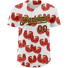 Загрузить изображение в средство просмотра галереи, Custom White Maroon-Aurora Green 3D Pattern Design Tropical Anthurium Flower Authentic Baseball Jersey