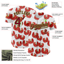 Загрузить изображение в средство просмотра галереи, Custom White Maroon-Aurora Green 3D Pattern Design Tropical Anthurium Flower Authentic Baseball Jersey