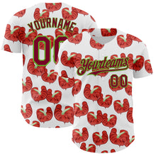 Загрузить изображение в средство просмотра галереи, Custom White Maroon-Aurora Green 3D Pattern Design Tropical Anthurium Flower Authentic Baseball Jersey