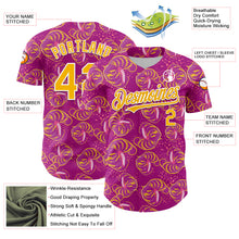 Загрузить изображение в средство просмотра галереи, Custom Deep Pink Gold-White 3D Pattern Design Tropical Anthurium Flower Authentic Baseball Jersey