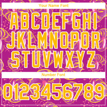 Загрузить изображение в средство просмотра галереи, Custom Deep Pink Gold-White 3D Pattern Design Tropical Anthurium Flower Authentic Baseball Jersey