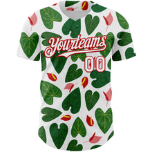 Загрузить изображение в средство просмотра галереи, Custom White Red 3D Pattern Design Tropical Anthurium Flower Authentic Baseball Jersey