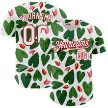 Загрузить изображение в средство просмотра галереи, Custom White Red 3D Pattern Design Tropical Anthurium Flower Authentic Baseball Jersey