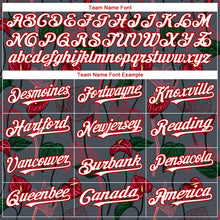 Загрузить изображение в средство просмотра галереи, Custom Gray White-Red 3D Pattern Design Tropical Anthurium Flower Authentic Baseball Jersey