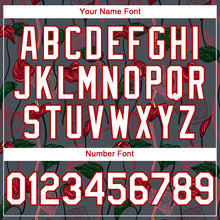 Загрузить изображение в средство просмотра галереи, Custom Gray White-Red 3D Pattern Design Tropical Anthurium Flower Authentic Baseball Jersey