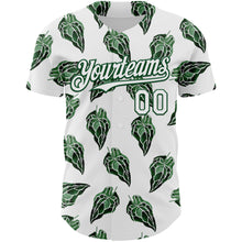 Загрузить изображение в средство просмотра галереи, Custom White Kelly Green 3D Pattern Design Tropical Anthurium Crystal Authentic Baseball Jersey
