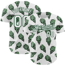 Загрузить изображение в средство просмотра галереи, Custom White Kelly Green 3D Pattern Design Tropical Anthurium Crystal Authentic Baseball Jersey