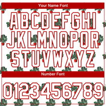 Загрузить изображение в средство просмотра галереи, Custom White Red 3D Pattern Design Tropical Anthurium Crystal Authentic Baseball Jersey