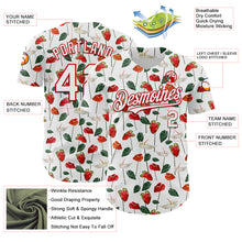 Загрузить изображение в средство просмотра галереи, Custom White Red 3D Pattern Design Tropical Anthurium Flower Authentic Baseball Jersey